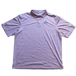 Straight Down Performance Golf Polo Shirt Sleeve Pink Blue Stripe Course Logo 2X